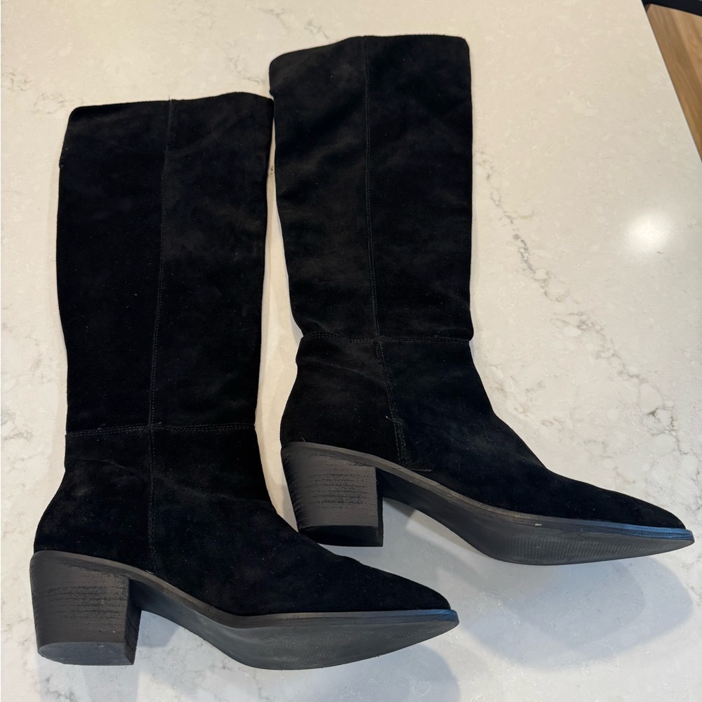 Steve Madden Black Heeled Boots Knee High